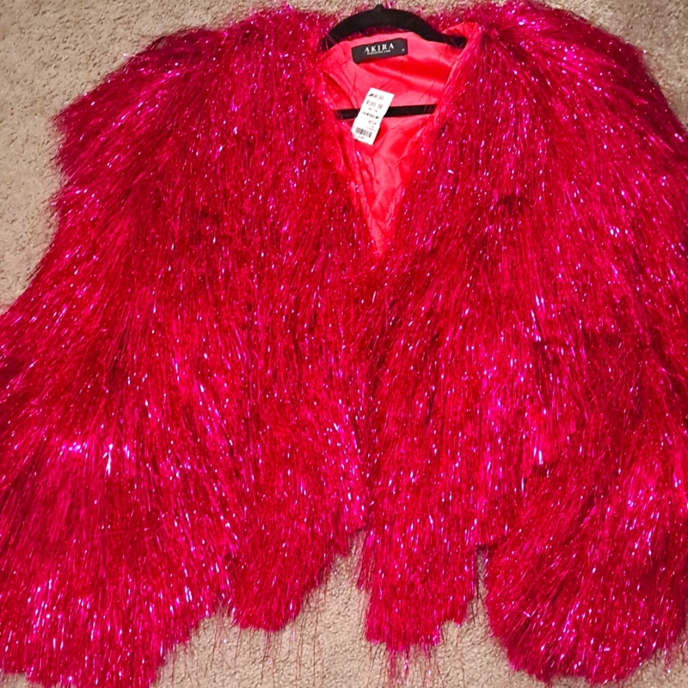 Hot Pink/Magenta Tinsel Fringe Jacket